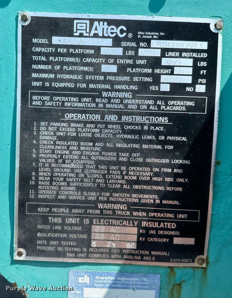 image for item DO5026 1996 International 4700  bucket truck