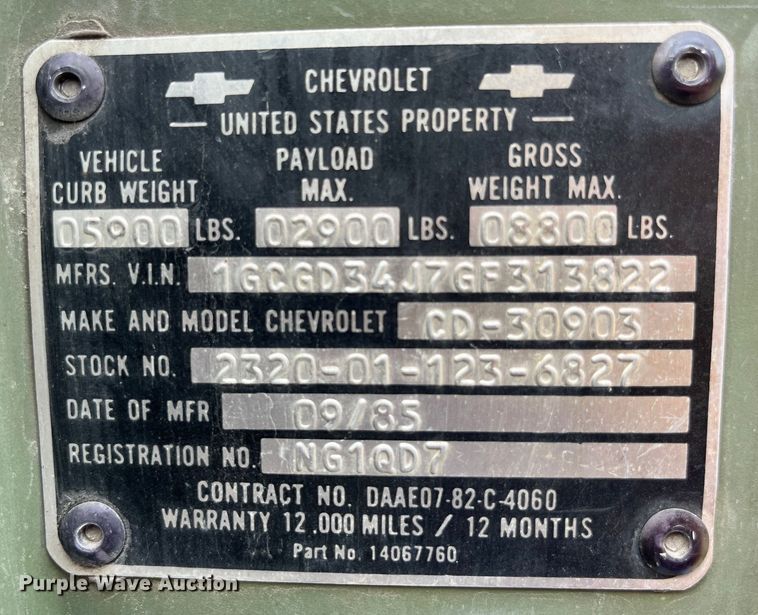 image for item DP0482 1986 Chevrolet D30  pickup truck