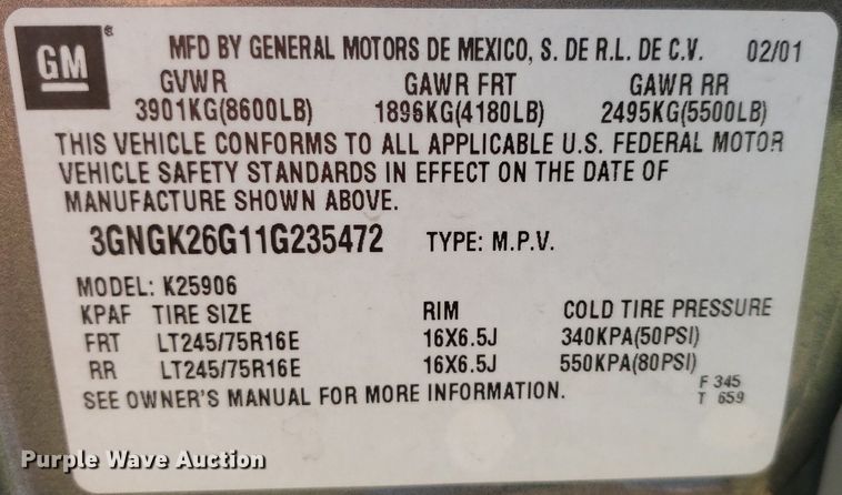 image for item DP7913 2001 Chevrolet Suburban  SUV