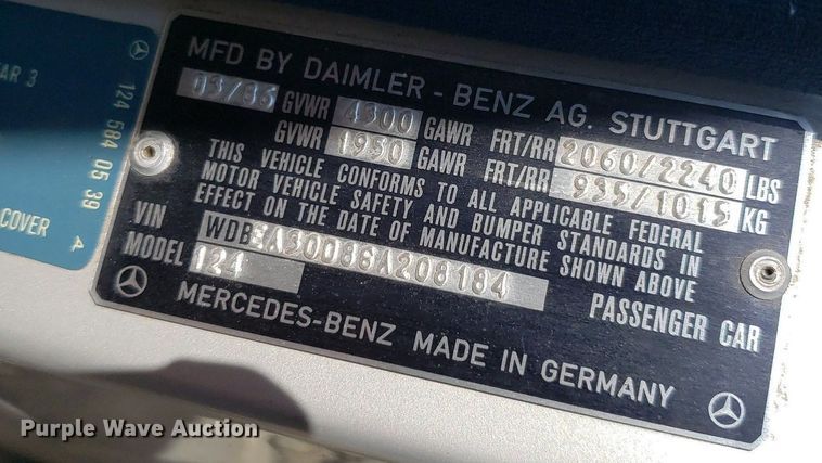 image for item DP7920 1986 Mercedes Benz 300E