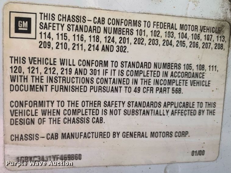 image for item DP8647 2000 Chevrolet C3500HD  flatbed pickup truck