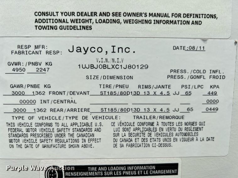 image for item DQ2066 2012 Jayco Jay Feather  camper