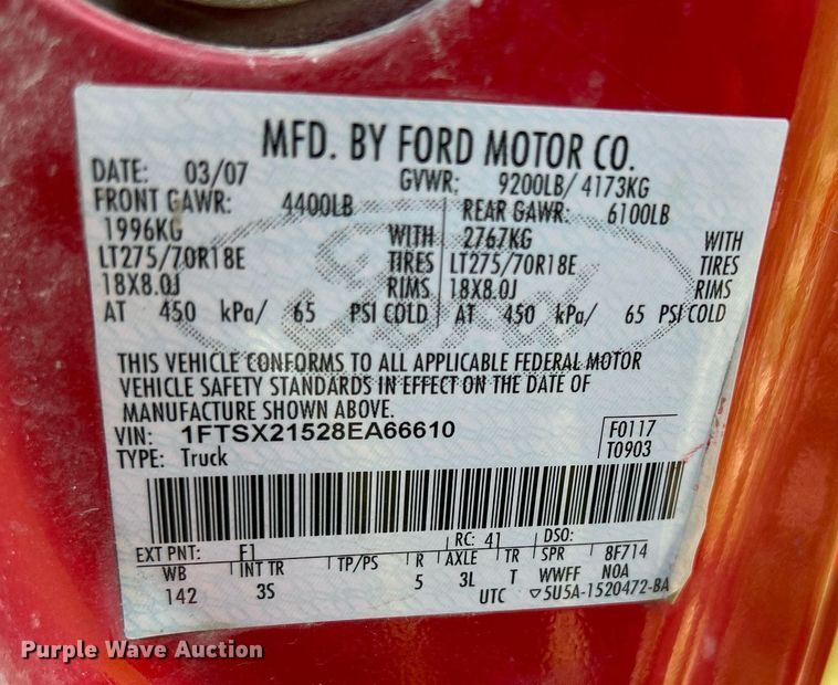 image for item DR4626 2008 Ford F250 Super Duty XLT  SuperCab pickup truck