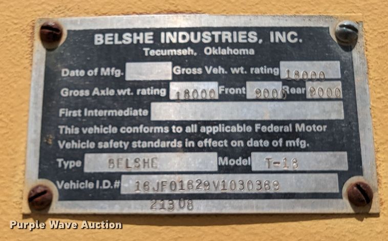 image for item DR6935 1997 Belshe T-18  equipment trailer