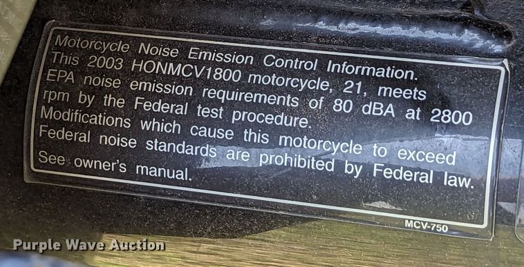 image for item DR6962 2003 Honda VTX1800R  motorcycle