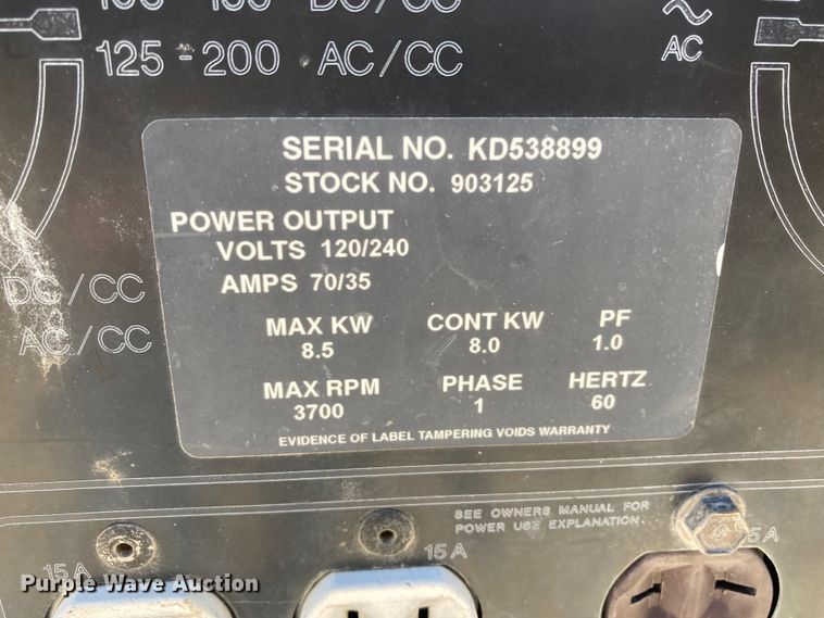 image for item HN9870 Miller Bobcat 225G  welder/generator