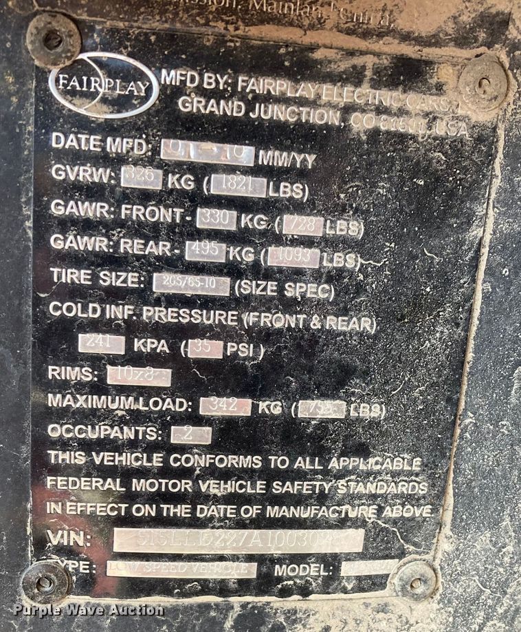 image for item HN9878 Fairplay  golf cart