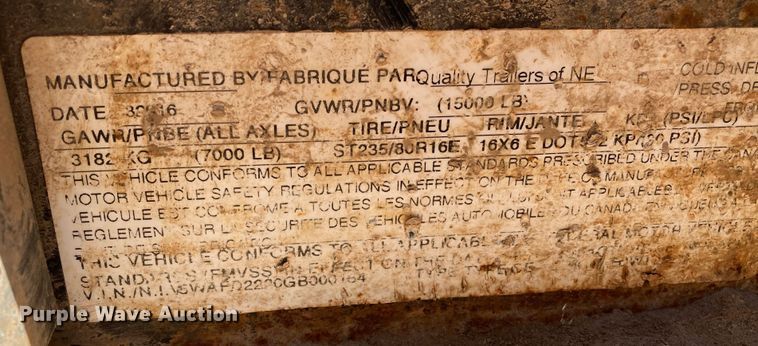 image for item HN9879 2016 Quality Trailer  tilt deck utility trailer