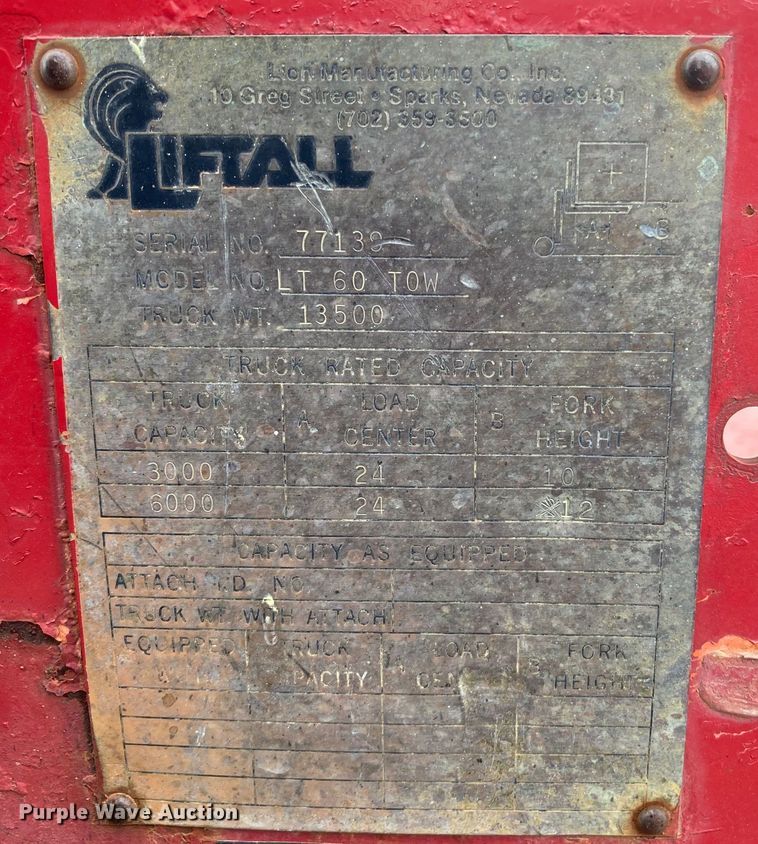 image for item HN9884 Liftall LT60  forklift