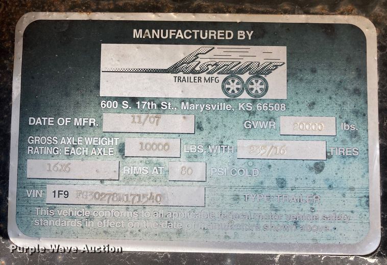 image for item HN9888 2008 Fastline  equipment trailer