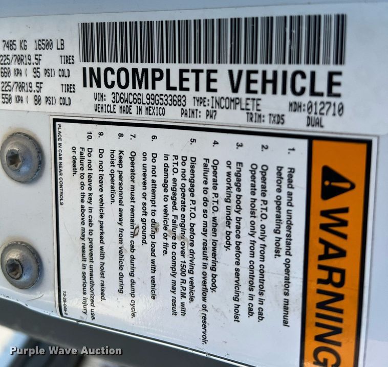 image for item II9058 2009 Dodge Ram 4500HD  truck cab and chassis