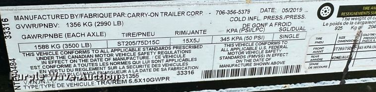 image for item JC9978 2019 Carry-On  utility trailer