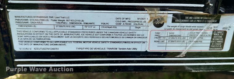 image for item JC9979 2022 Load Trail  utility trailer