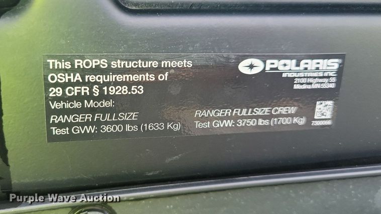 image for item JO9139 2022 Polaris Ranger XP 1000  utility vehicle