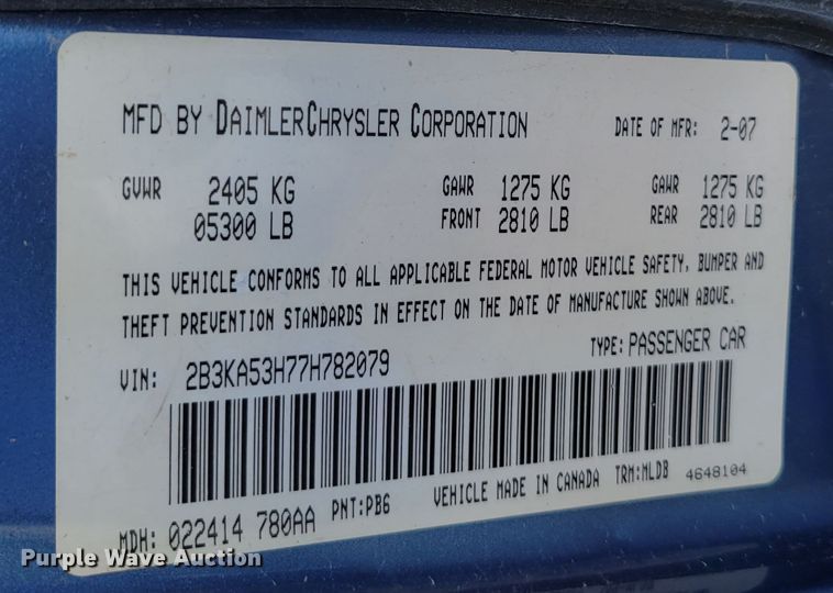 image for item JY9980 2007 Dodge Charger