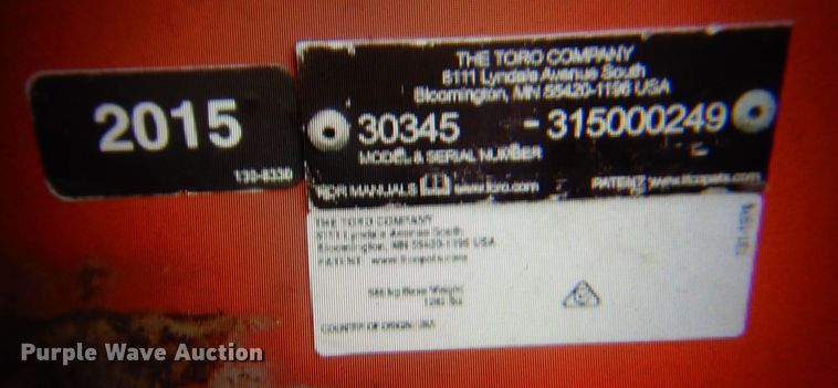 image for item KU9904 2015 Toro Groundsmaster 3280D  lawn mower