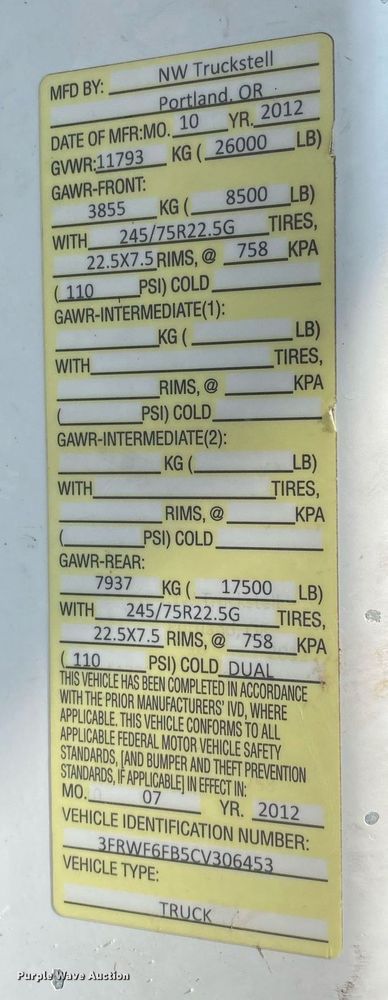 image for item KW9260 2012 Ford F650 Super Duty  flatbed truck