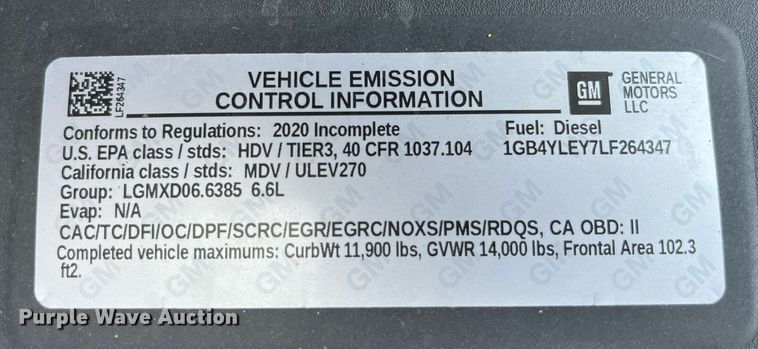 image for item LA9960 2020 Chevrolet Silverado 2500HD  Crew Cab utility bed pickup truck