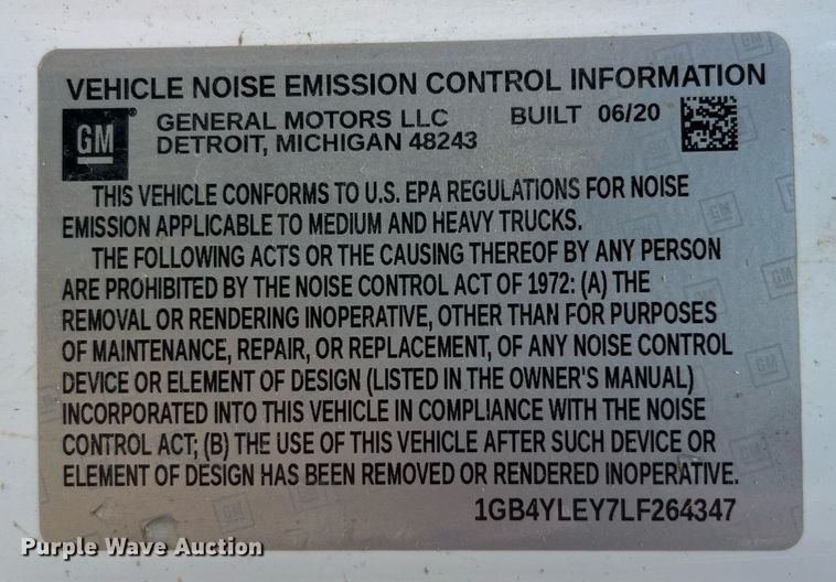 image for item LA9960 2020 Chevrolet Silverado 2500HD  Crew Cab utility bed pickup truck