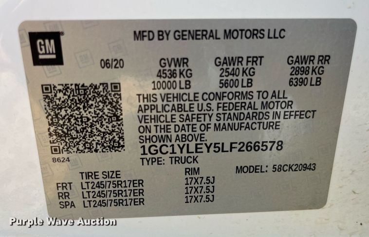 image for item LA9961 2020 Chevrolet Silverado 2500HD  Crew Cab utility bed pickup truck