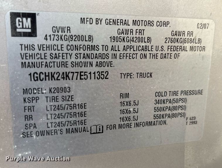 image for item LA9974 2007 Chevrolet Silverado 2500HD  pickup truck