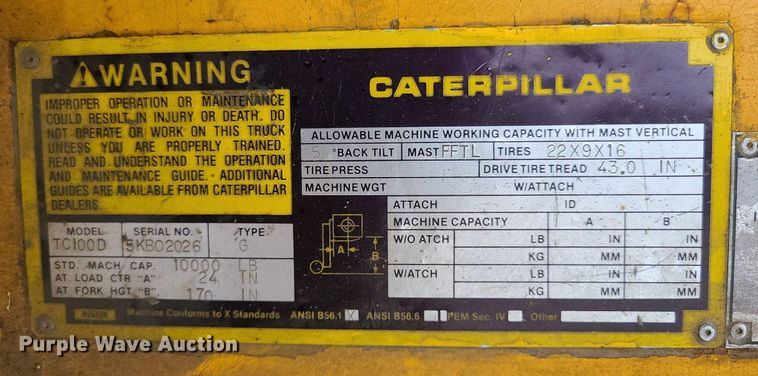 image for item LE9089 Caterpillar TC100D  forklift