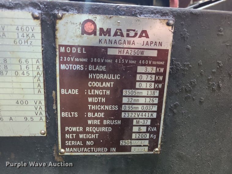 image for item LE9111 Amada HFA250W  bandsaw