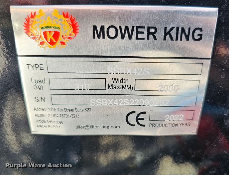 image for item LE9399 2022 Mower King SSBX42S  skid steer wood chipper