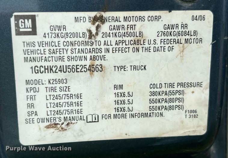 image for item LG9167 2006 Chevrolet Silverado 2500HD  pickup truck