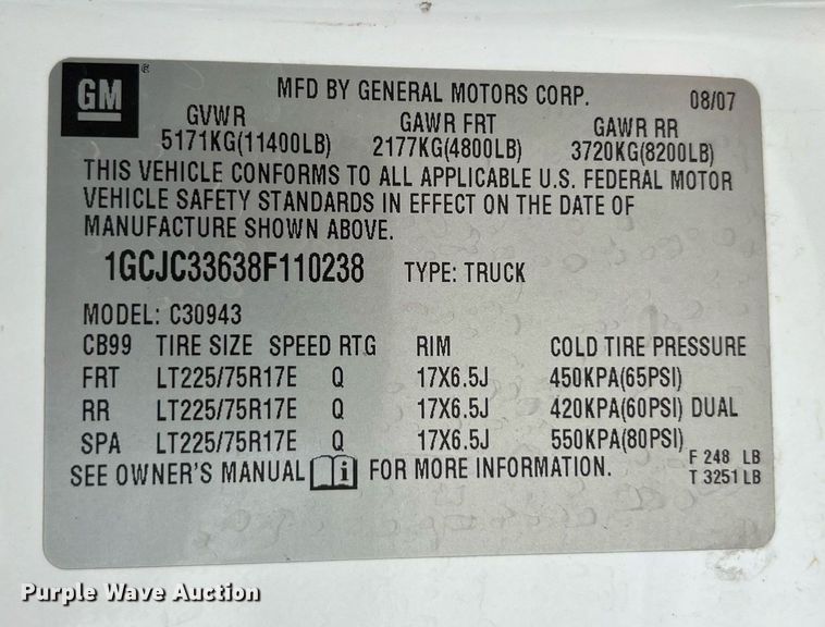 image for item LG9190 2008 Chevrolet Silverado 3500HD  Crew Cab utility bed pickup truck