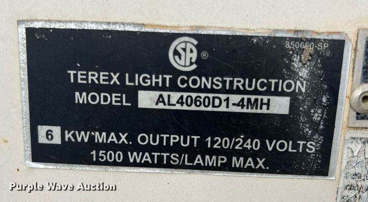image for item LG9197 Terex AL4060D1-4MH  light plant