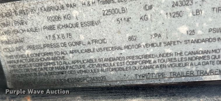 image for item LG9202 2015 H&H Trailers  equipment trailer