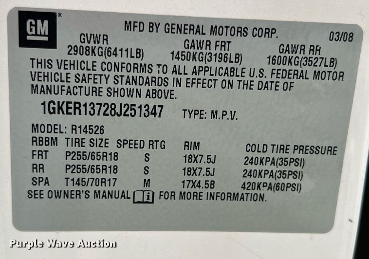 image for item LG9226 2008 GMC Acadia  SUV