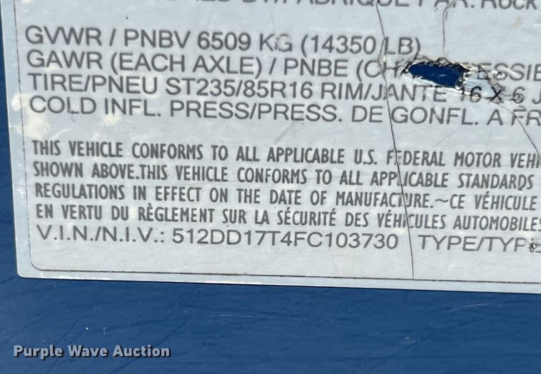 image for item LG9230 2015 Air Tow D12  dump trailer