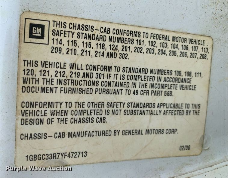 image for item LH9639 2000 Chevrolet C3500  Crew Cab utility bed pickup truck