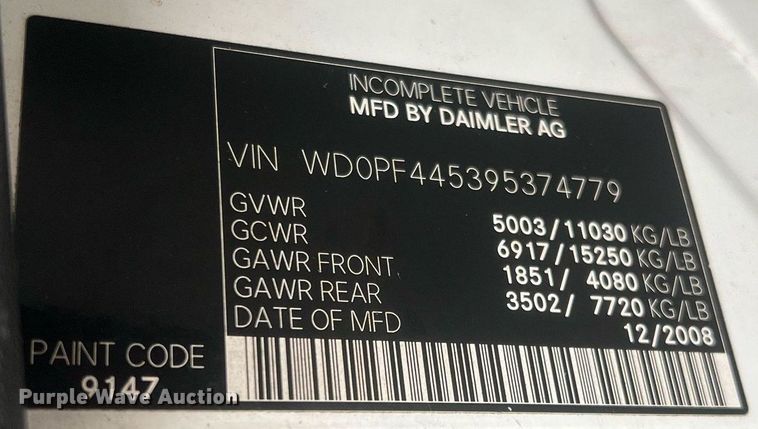 image for item LI9772 2009 Dodge Sprinter 3500  van