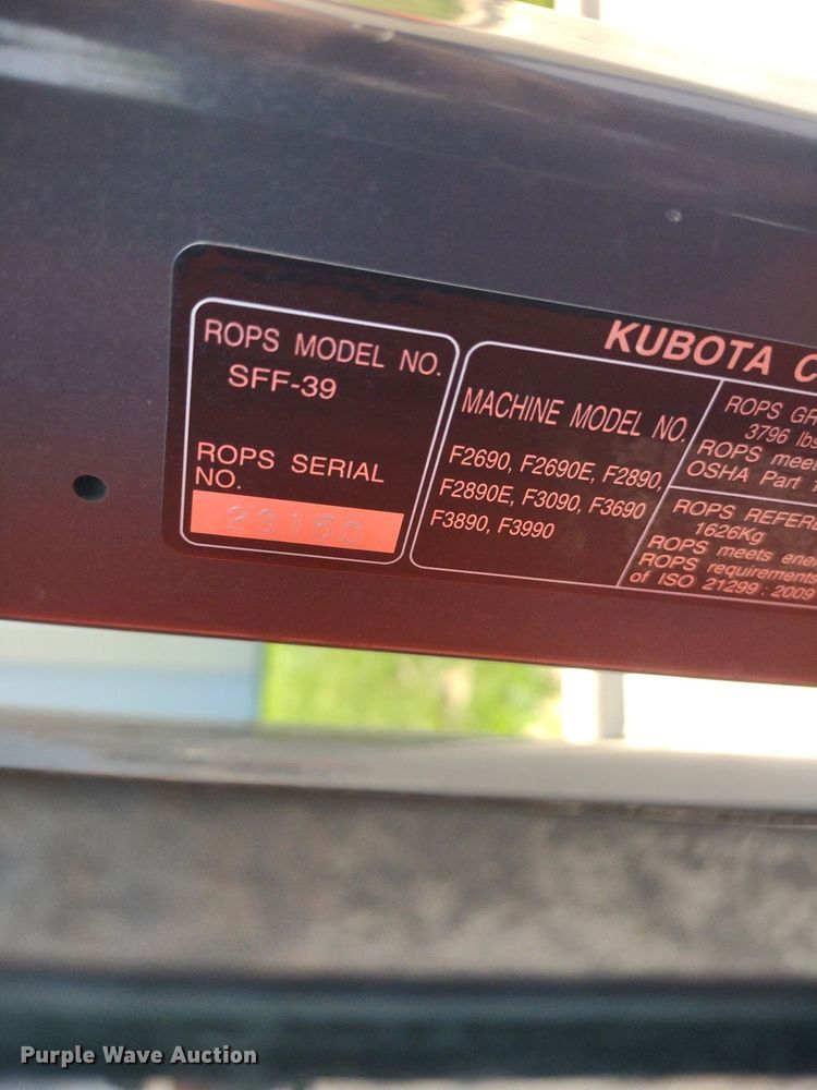 image for item LL9169 2020 Kubota F3990  lawn mower