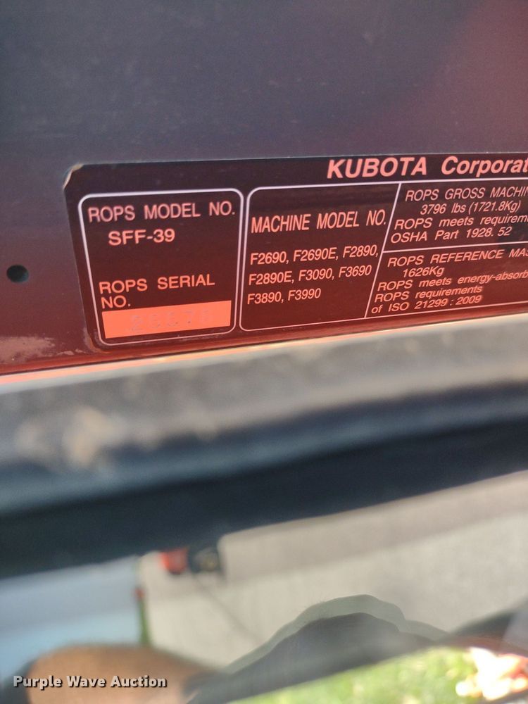 image for item LL9171 2020 Kubota F3990  lawn mower