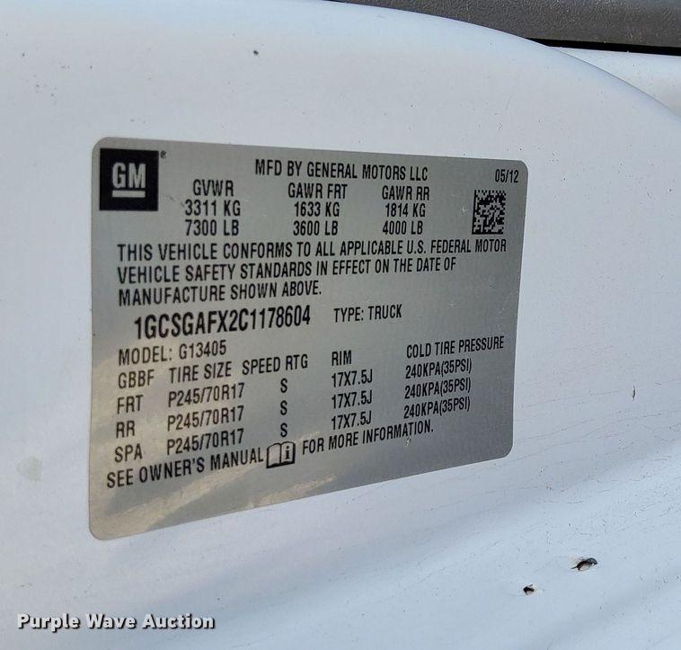 image for item LP9599 2012 Chevrolet Express 1500  van