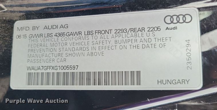 image for item LR9244 2016 Audi A3