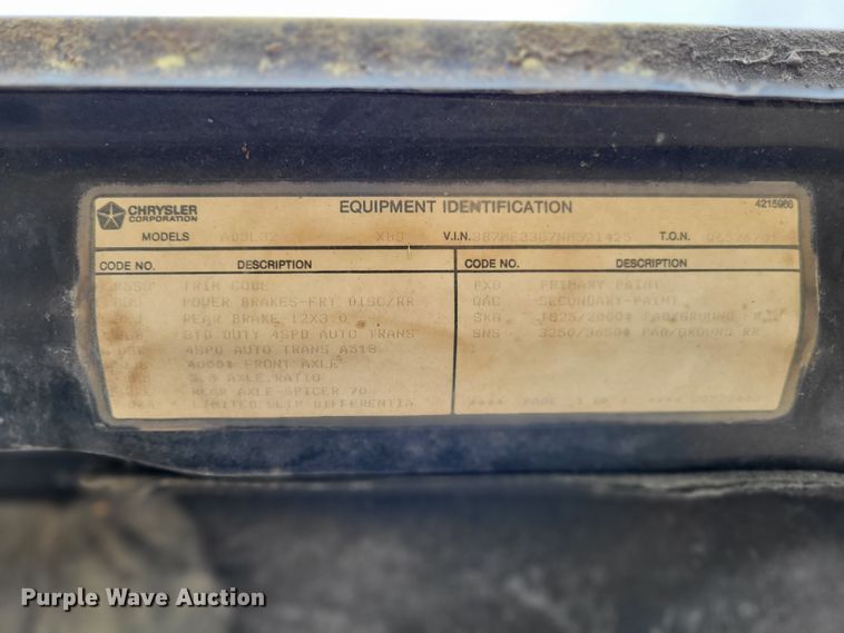 image for item LR9246 1992 Dodge Ram 350  Club Cab pickup truck