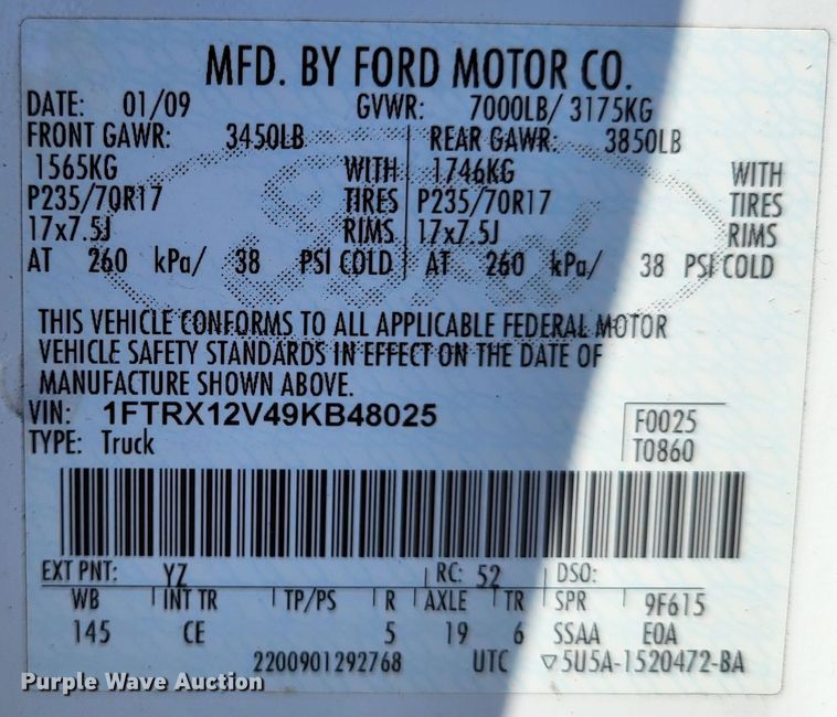 image for item LR9247 2009 Ford F150  SuperCab pickup truck