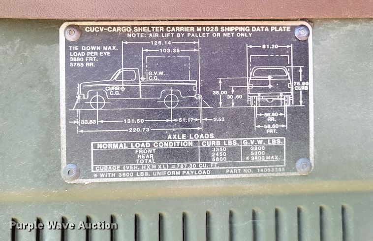 image for item LR9262 1985 Chevrolet D30 Military Postal Unit  pickup truck