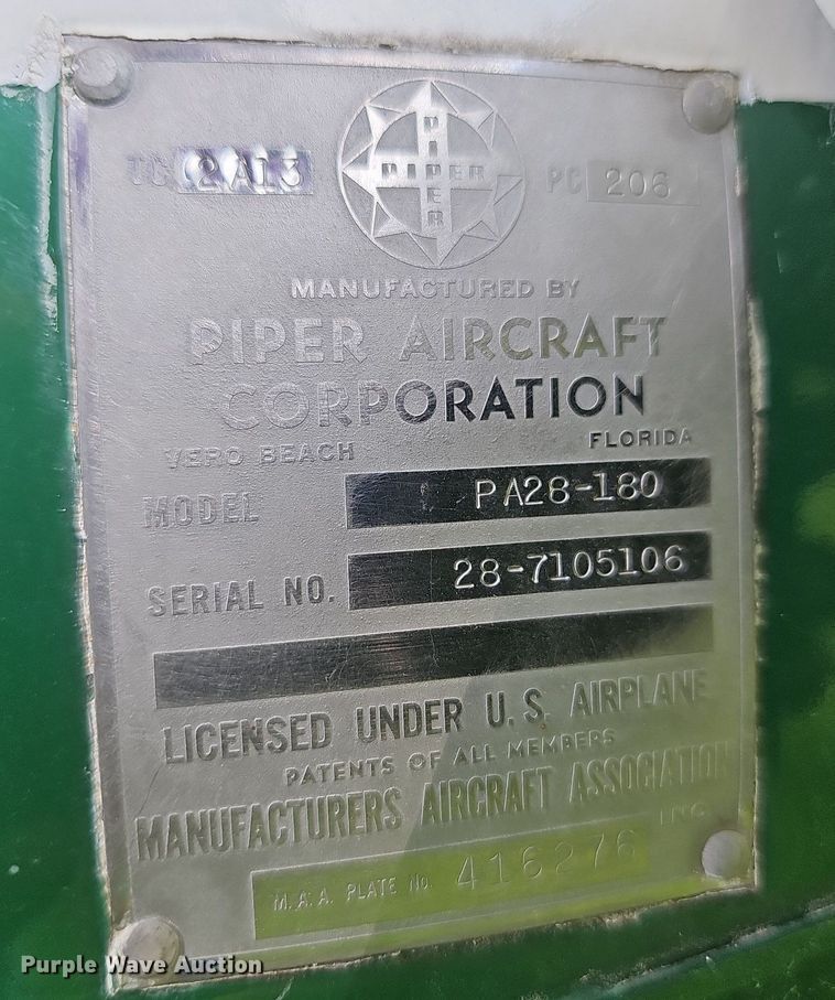 image for item LW9618 1971 Piper Aircraft PA28-180  airplane