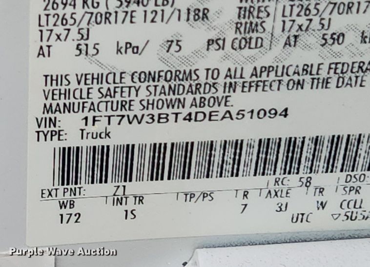 image for item LX9558 2013 Ford F350 Super Duty XL  Crew Cab pickup truck