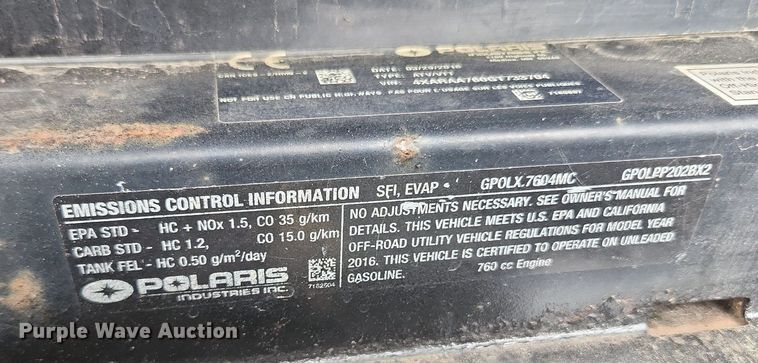 image for item LX9561 2016 Polaris Ranger 800  utility vehicle