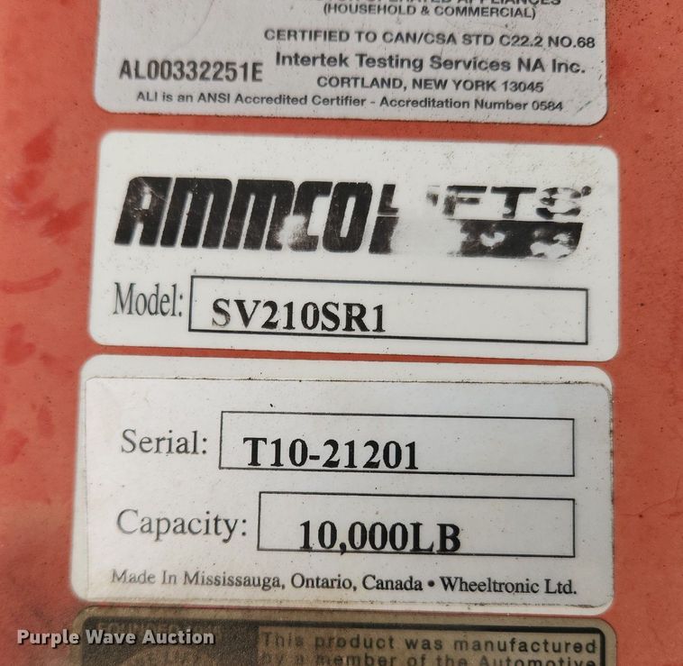 image for item LX9599 Ammco SV210SR1  automotive lift