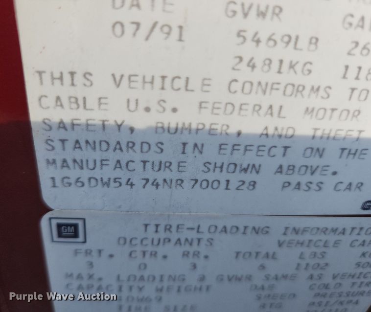 image for item LX9612 1992 Cadillac Brougham d'Elegance