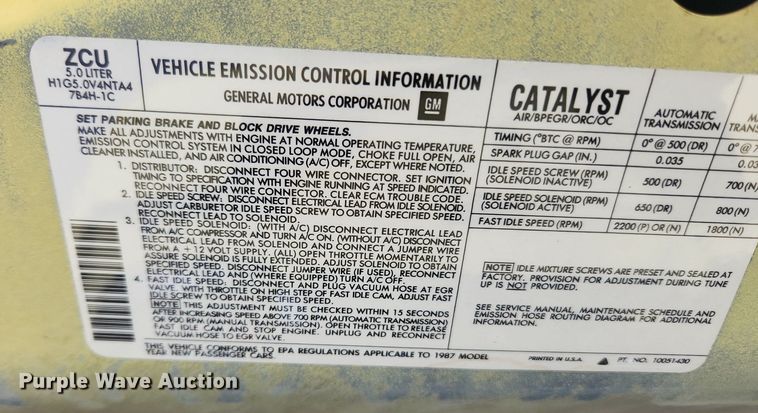 image for item LX9613 1987 Pontiac Firebird Formula