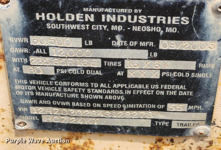 image for item LX9630 2004 Holden HCZ24KT  equipment trailer